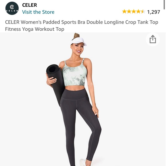 Celer Sports Bra Double Longline Crop Tank Top - Picture 2 of 5